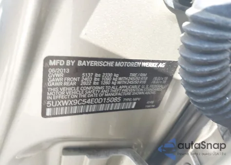 2014 BMW X3 xDrive28I из США, поврежденный, VIN 5UXWX9C54E0D15085